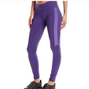 Prana Purple Lenox Leggings Lace Panel Stripe Full Length Size SMALL